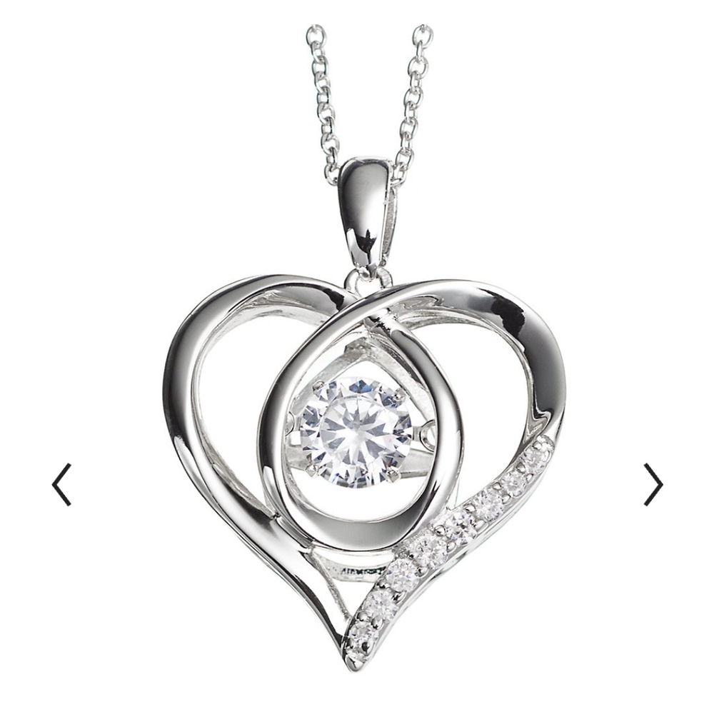 Floating DiamonLuxe 3/4 TW Simulated Diamond Sterling Silver Heart Pendant/Chain